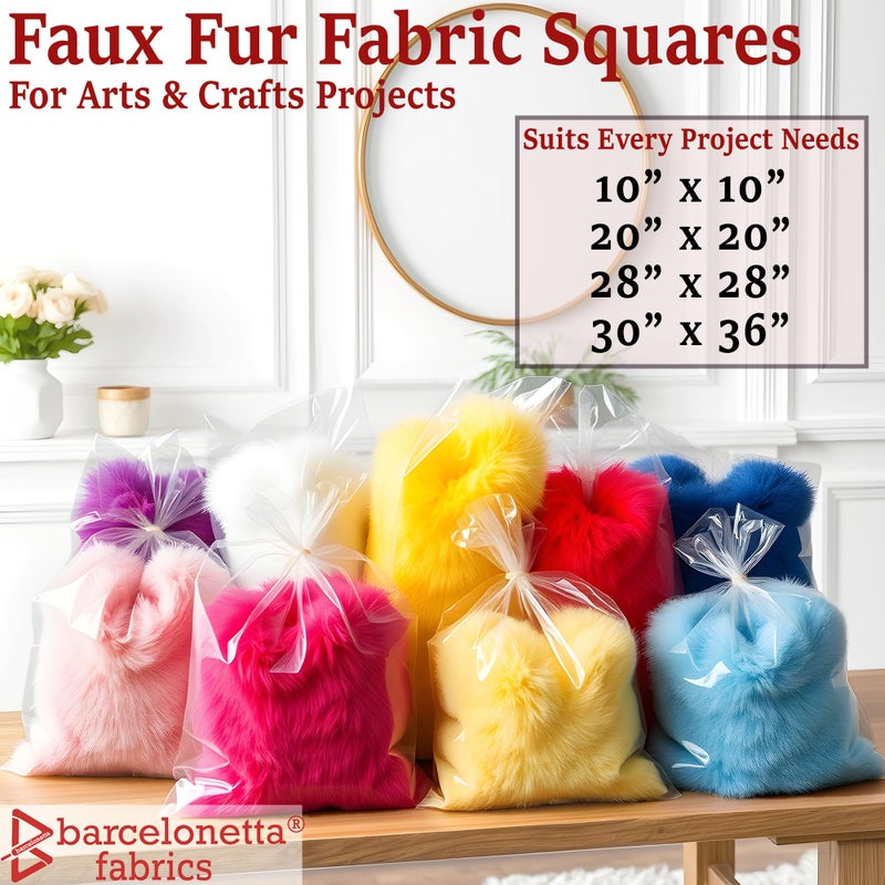 Barcelonetta Faux Fur Fabric | Pre-Cut Fur Squares for Sewing, DIY Crafts, Costumes, Upholstery | Soft, Vegan Faux Fur | Material for Plush Toy Projects (Yellow, 10" X 10") - Image 3